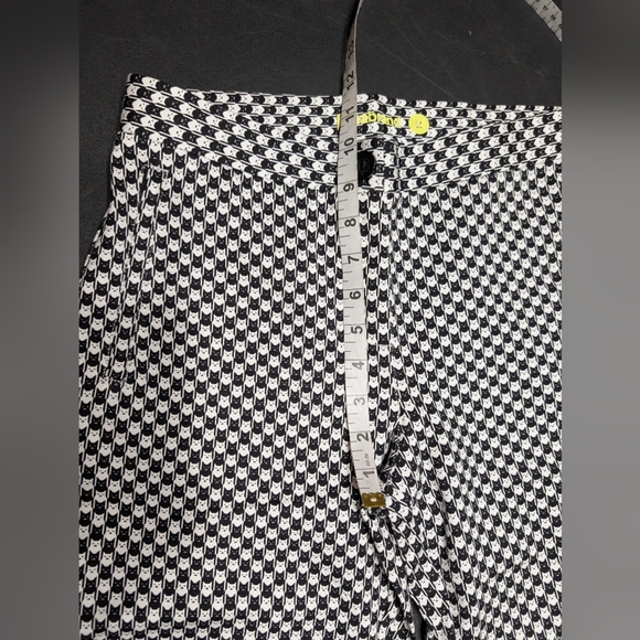 Betabrand Black and White Novelty Checkered Cat Print Ankle Zip Skinny Pants M - Picture 8 of 12